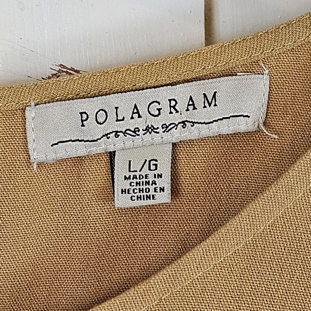 POLAGRAM Embroidered Boho Bell Sleeve Dress Mustard Floral L - Picture 6 of 9